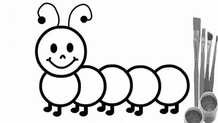 Раскраска гусеница для детей 3-4 лет