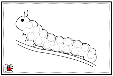 Трафарет гусеницы для рисования