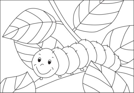 Гусеница раскраска для детей 4-5 лет