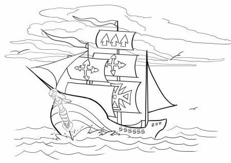 Пираты Карибского моря раскраска корабль