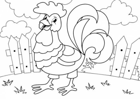 Раскраска петуха для детей 3-4 лет