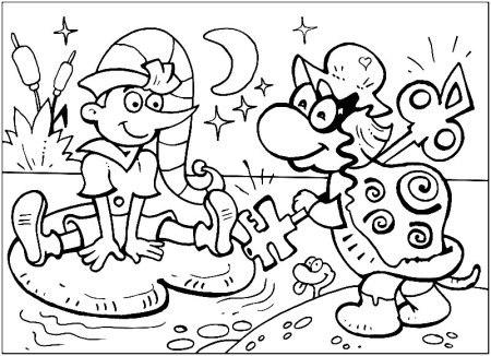 Герои сказки Буратино раскраска