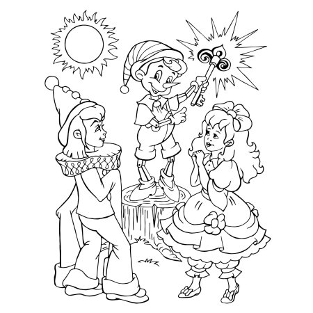 Буратино. Раскраска.