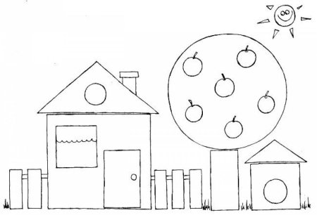 Раскраска домик из геометрических фигур