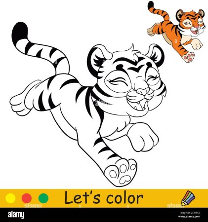 Убегающий тигр раскраска