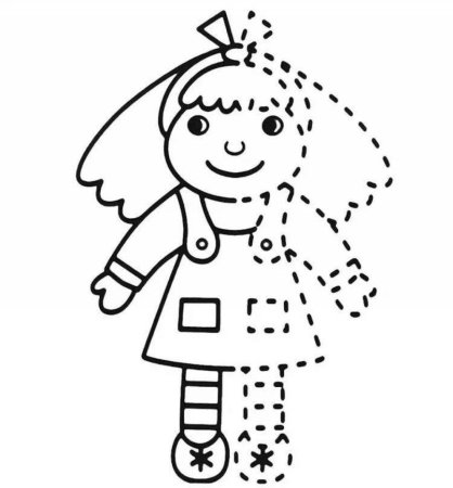 Кукла раскраска для детей 2-3 лет