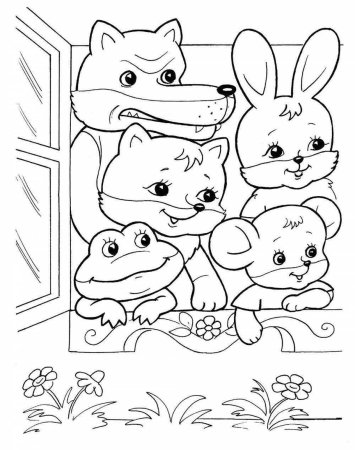 Теремок герои сказки раскраска для детей