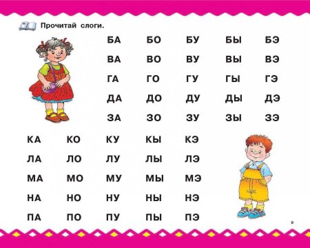 Слоговое чтение для дошкольников слоги