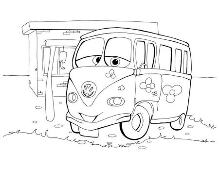 Раскраска Тачки автобус