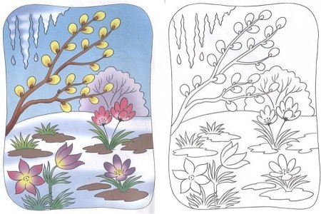 Раскраска Весна для детей 3-4 лет