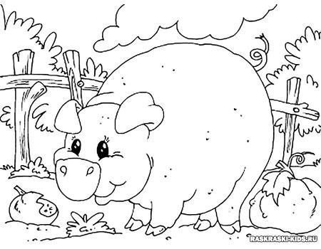 Поросенок для раскрашивания крупные для детей