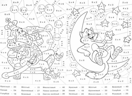 Раскраска таблица умножения
