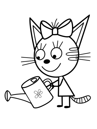 Разукрашка три кота Карамелька