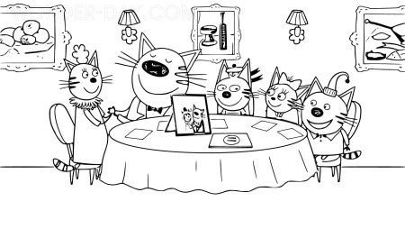 Три кота. Раскраска