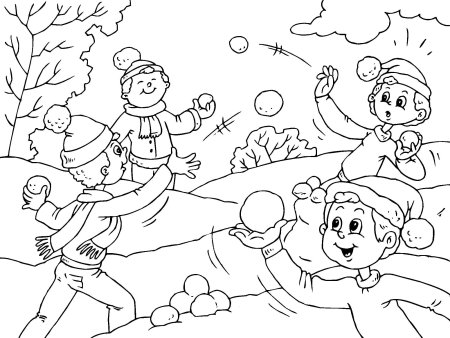 Раскраски зимние забавы для детей 3-4 лет