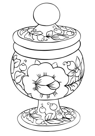 Ваза Хохлома раскраска