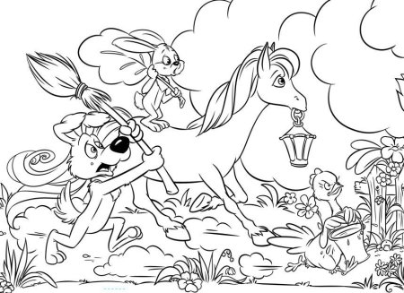 Раскраска Курочка с ведром