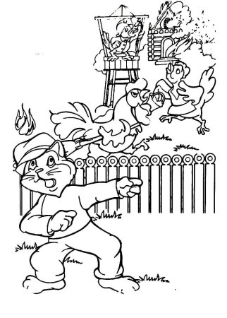Раскраска кот Василий из сказки Кошкин дом