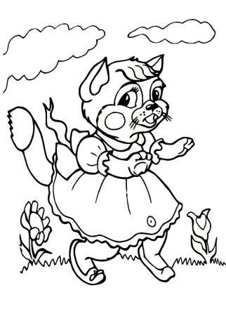 Раскраски Кошкин дом для детей пожар