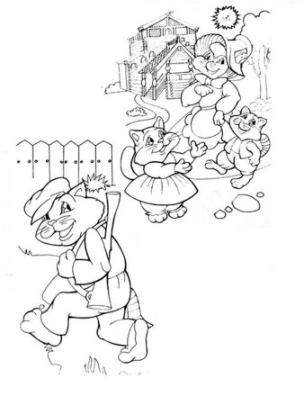 Раскраска кошка для малышей 2-3 лет