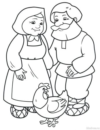 Раскраска к сказке Курочка Ряба для малышей