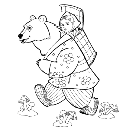 Медведь из русской народной сказки Маша и медведь раскраска