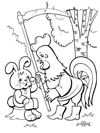 Раскраска по сказке Заюшкина избушка для детей