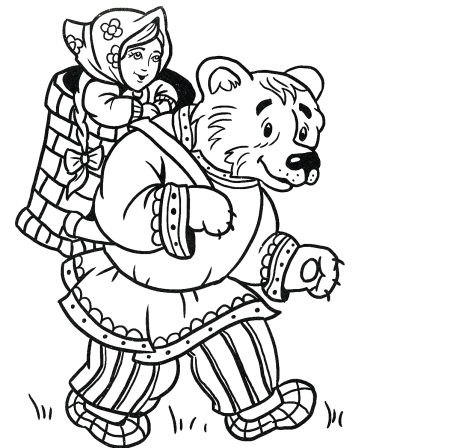 Сказка Маша и медведь раскраска