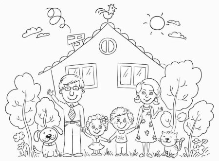 Рисунок моя семья раскраска