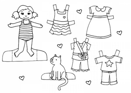 Раскраска кукла медведь с одеждой