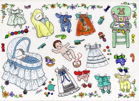 Бумажные куклы дети с одеждой