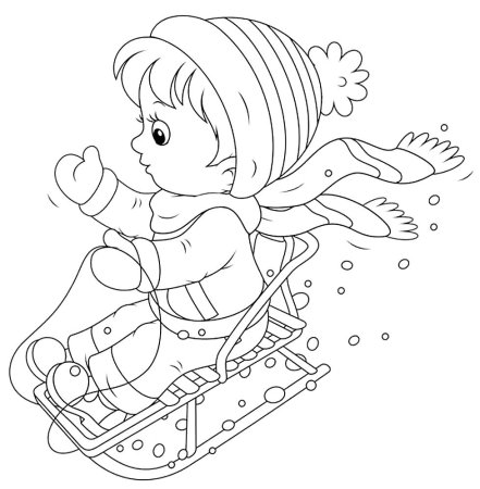 Раскраски зимние забавы для детей 6-7 лет