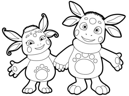 Разукрашка для девочек Лунтик