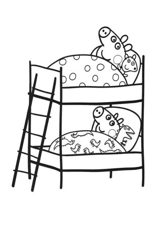 Свинка Пеппа раскраска кроватка