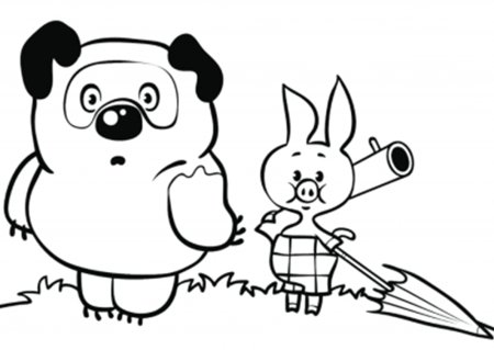 Раскраска Винни пух и Пятачок