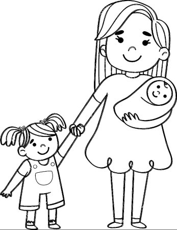 Раскраска мамы и малыши