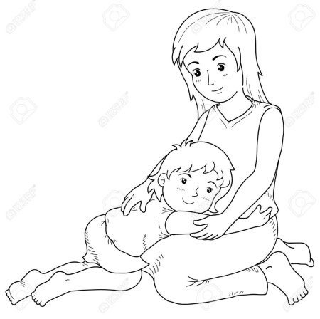 Раскраска мама и сын