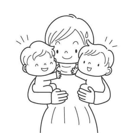 Мать с ребенком раскраска для детей