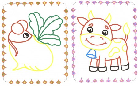 Раскраски для детей с цветным контуром