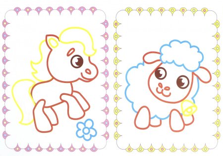 Раскраски для детей с цветным контуром