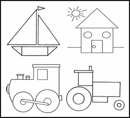 Трактор из геометрических фигур картинки