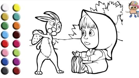 Raskraska для детей Маша и медведь