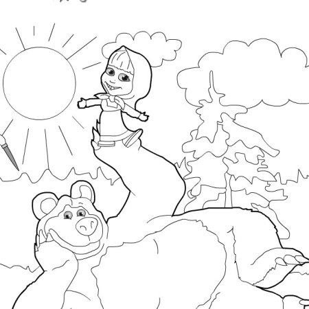 Разукрашка Маша и медведь для 3 лет