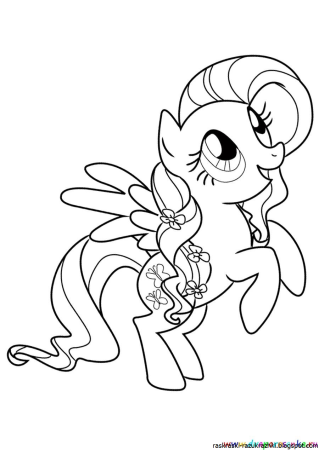 Раскраска Флаттершай пони а4