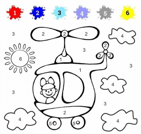 Раскраска по цифрам вертолет