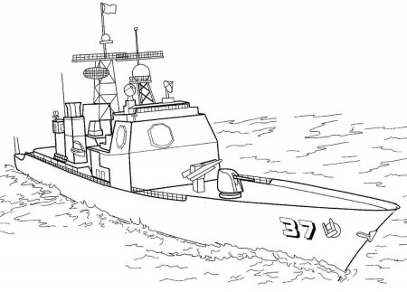 Военный корабль эскиз сбоку