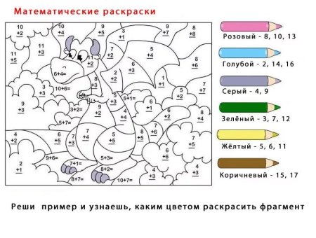 Реши примеры и раскрась