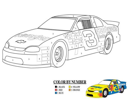 Раскраска по номерам машинки