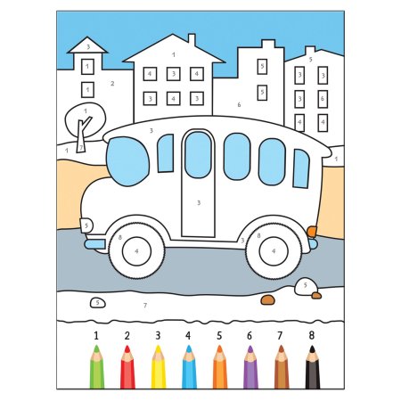 Машинки раскрась по номерам