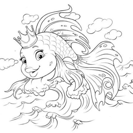 Раскраски Золотая рыбка по сказке а с Пушкина для детей